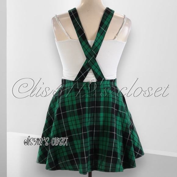 Hot Topic Harry Potter Slytherin Green Plaid Suspender Dress // Skirt Sz XL - Picture 8 of 16